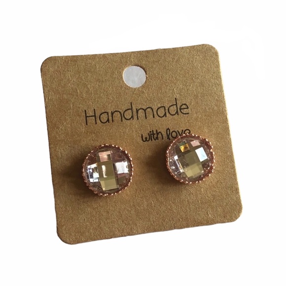 Clear Rhinestone Rose Gold Crown Stud Earrings! - Picture 4 of 16